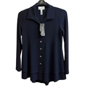 NWT Joseph Ribkoff Navy  Blouse Long Sleeve Style 194101